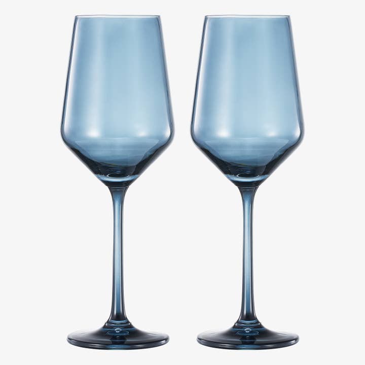 Colored Crystal Wine Glass | Set of 2 (Cloudy Blue) for wholesale by The Wine Savant / Khen Glassware