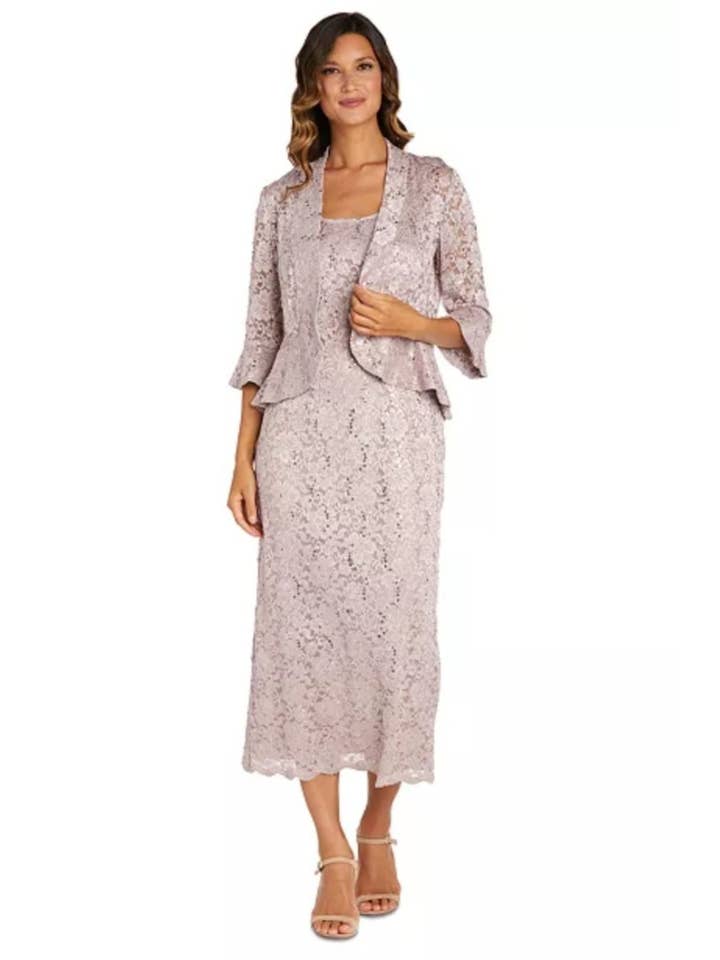 BLUSH RM Richards Sequin Lace Two-Piece Jacket Dress for wholesale on Faire