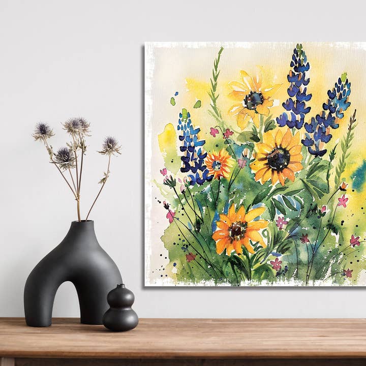 12-Zoll Frühlings-Wildblumen-Leinwandkunst | Dänisches Pastell-Aquarell-Wanddekor für den Großhandel von TX USA Corporation
