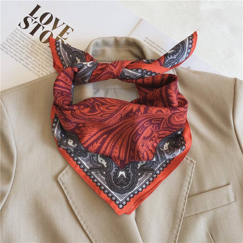 Silk Bandana Wholesale Red Vintage Paisley Silk Scarf/100