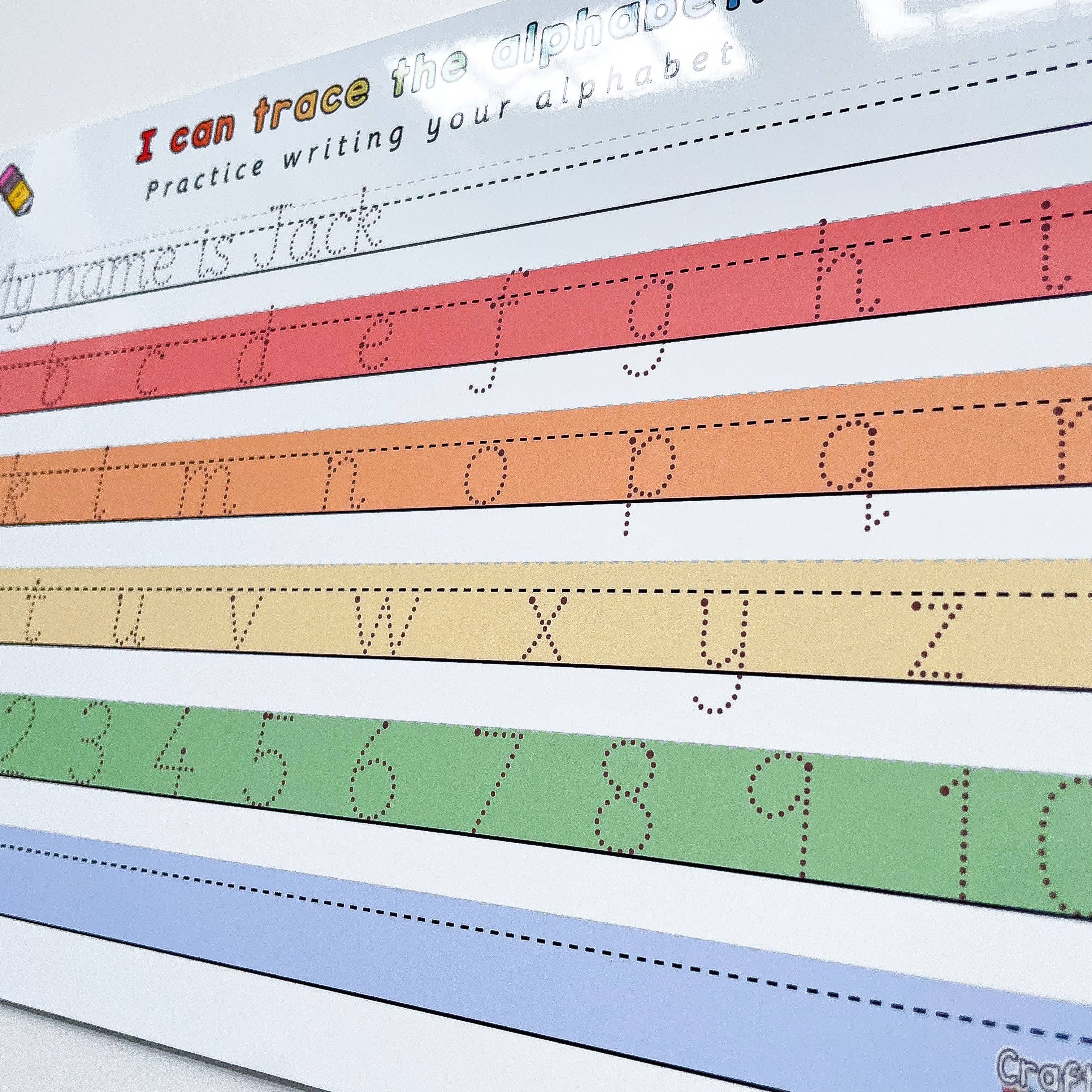 Craftly Ltd – wholesale Whiteboard/dry-erase board – Alphabet Letters Trace Rainbow Whiteboard3