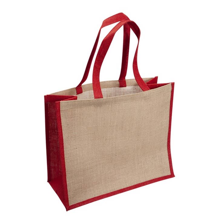 Sac jute naturel et rouge pour la vente par Deffrennes