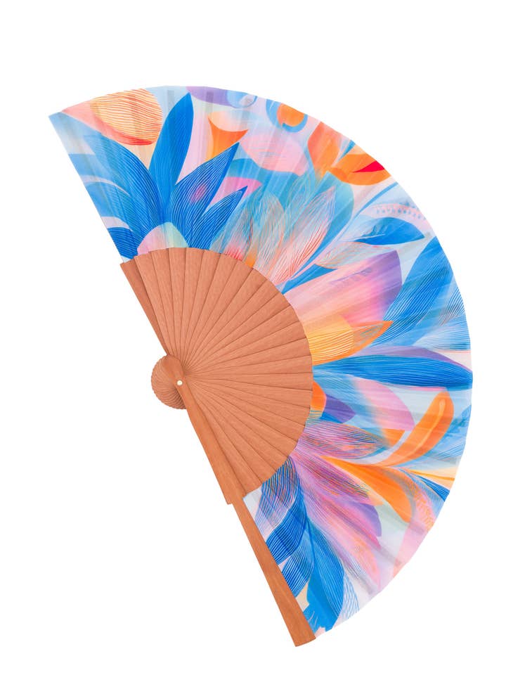 Leque feito à mão em madeira e seda, ideal para o verão e como presente por atacado de CONCHITA MENÉNDEZ