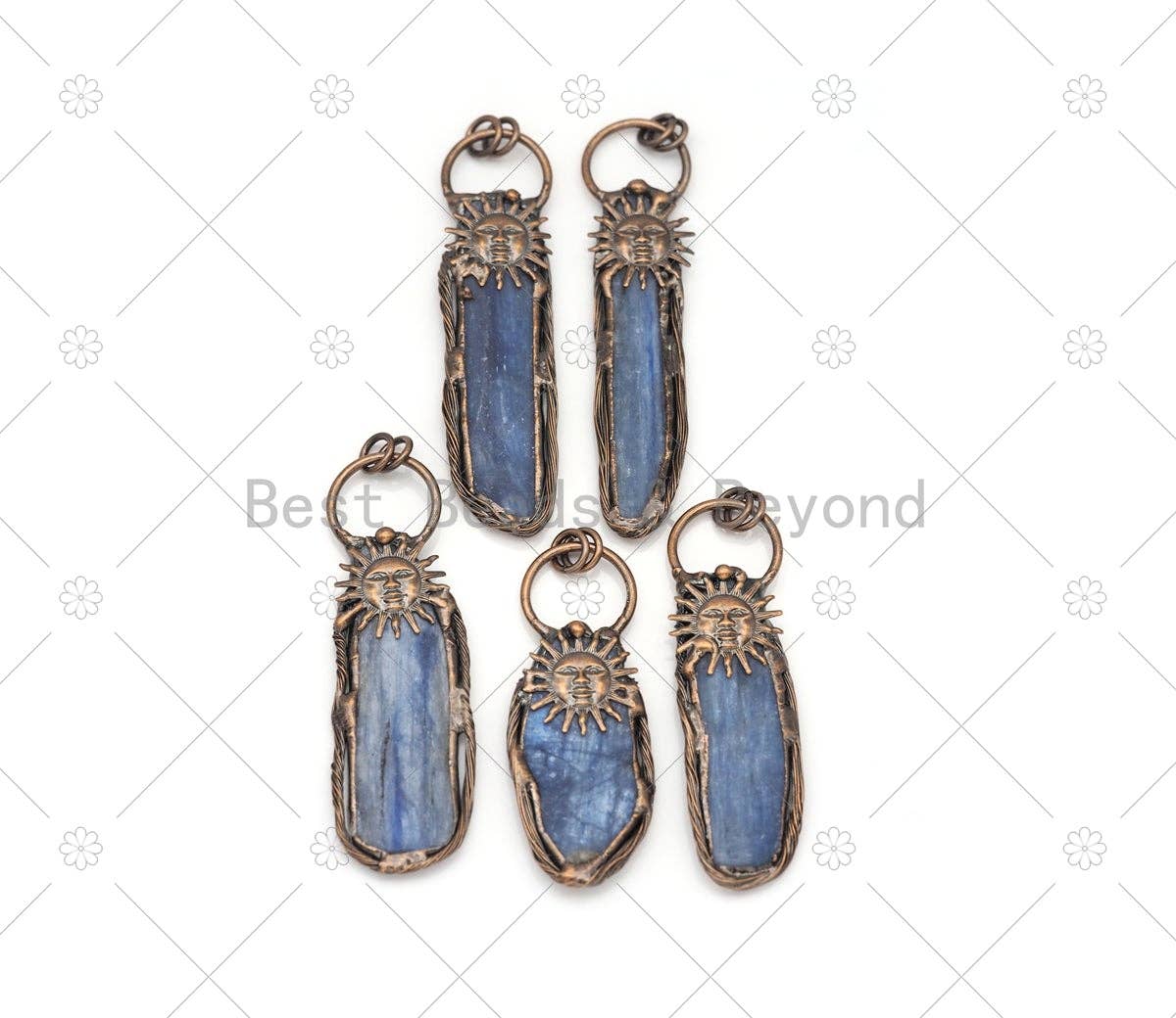 BestBeads&Beyond - Wholesale Individual Charm/Pendant - New!!! Blue Kyanite with Sunflower Pendant, Sku#YT11