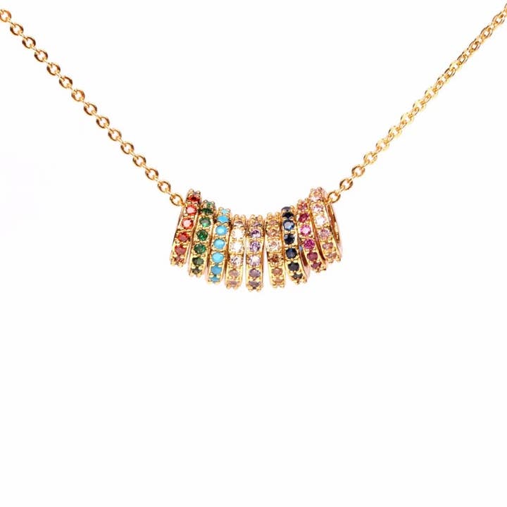 Multi Rainbow Hoop Necklace for wholesale by Allie Beads