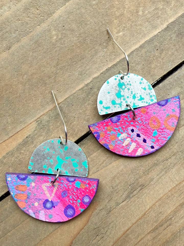 No. 20 | mixed media hand painted dangle earrings for wholesale by enika