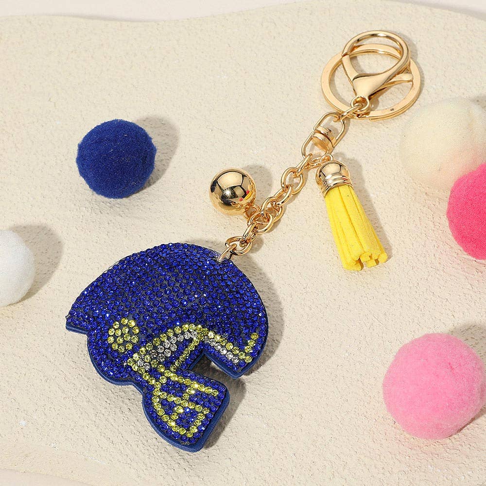 Sensibling Corp. - Wholesale Keychain - Women's - Bling Studded Football Helmet Keychain / Bag Charm2
