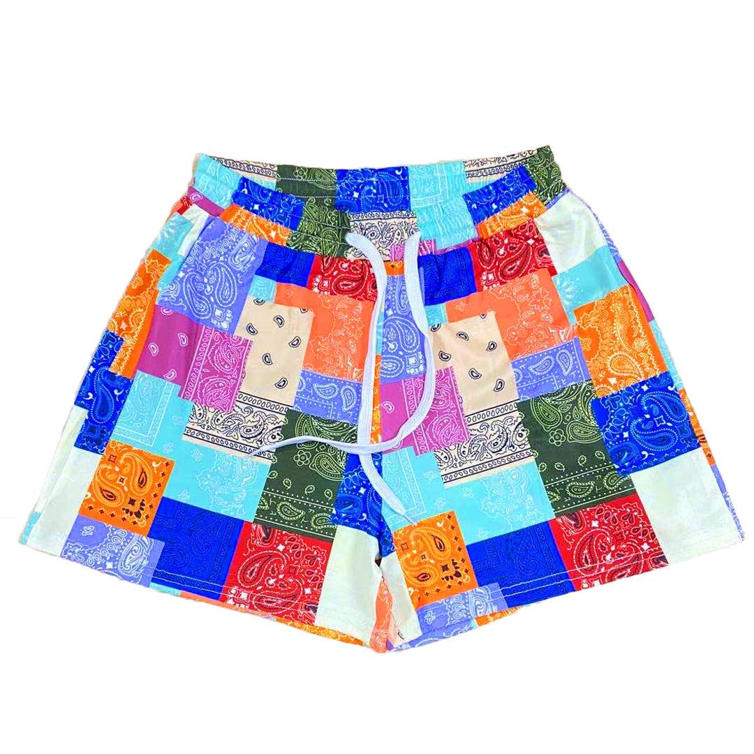 Rosa Clothing - Wholesale Shorts - Women's - Western abstract paisley print beach boxer shorts 3