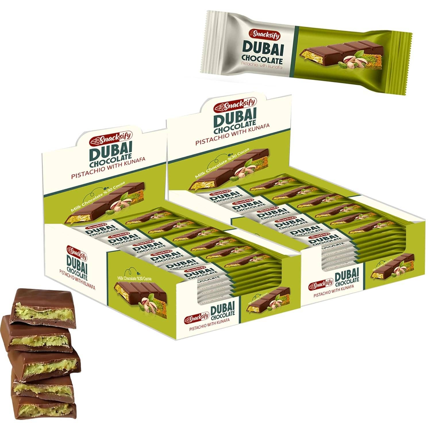Pistest – wholesale Chocolate bar – Dubai Chocolate (Pack of 432) - Kunafa Pistachio Bars, 27g 2