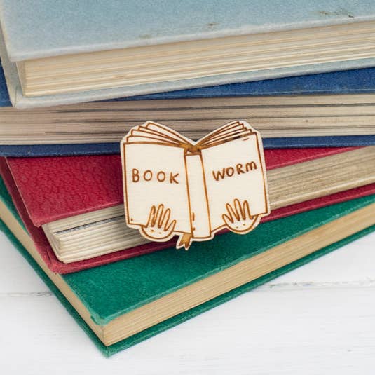 Book Worm Brooch for wholesale by Kate Rowland