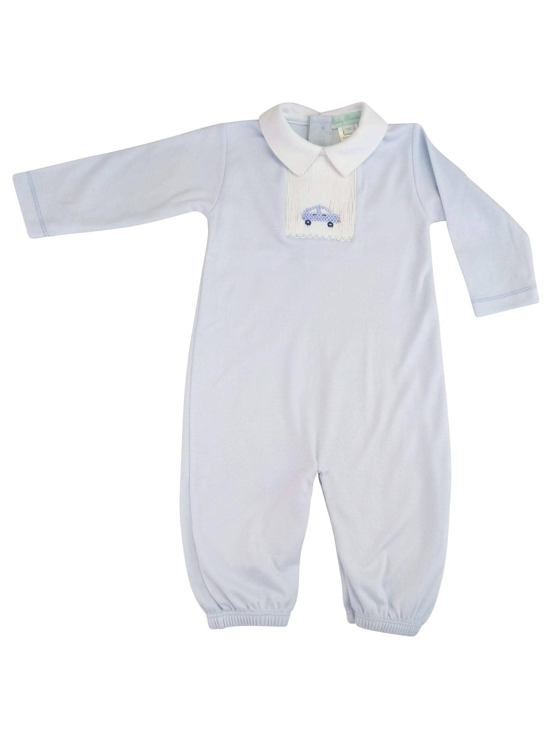 Baby Threads – Engroshandel Kjole - Baby – Biler Smocked Baby dreng Pima Bomuld Converter Gown