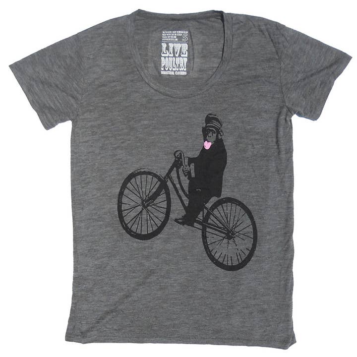 Women's Monkey Scoop Neck T-shirt for wholesale by Live Poultry Designs