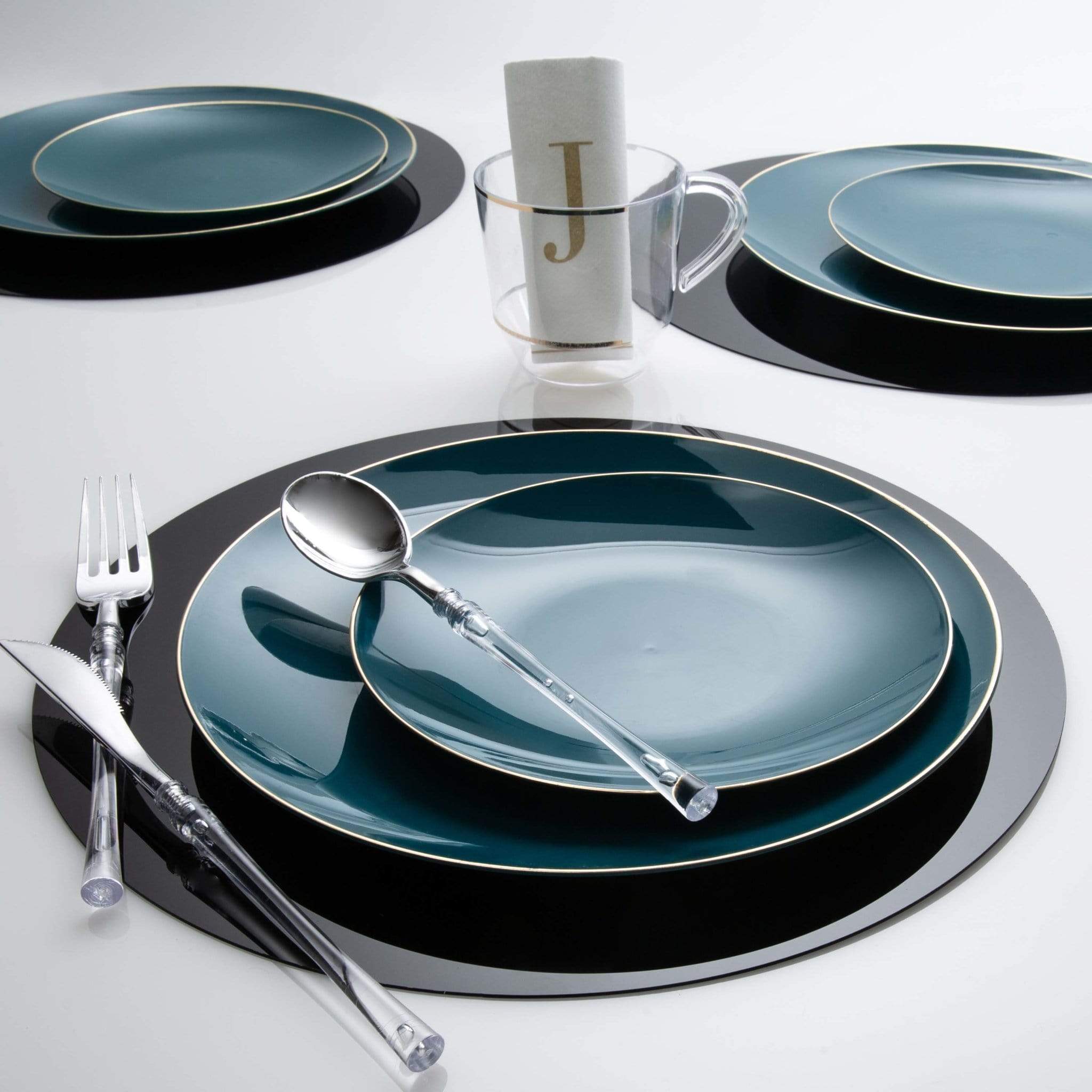 Luxe Party - Venta al por mayor Bajoplato - Placa cargadora con espejo negra redonda y liviana de 13 pulgadas | 1 carga2