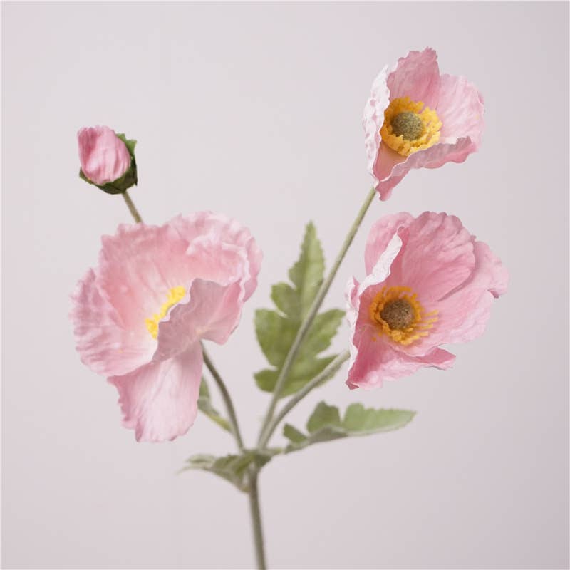 Sweet Home Deco – Flores artificiais por atacado – Flor de Papoula Toque Real 61 cm, Haste Única, Rosa/Branco6