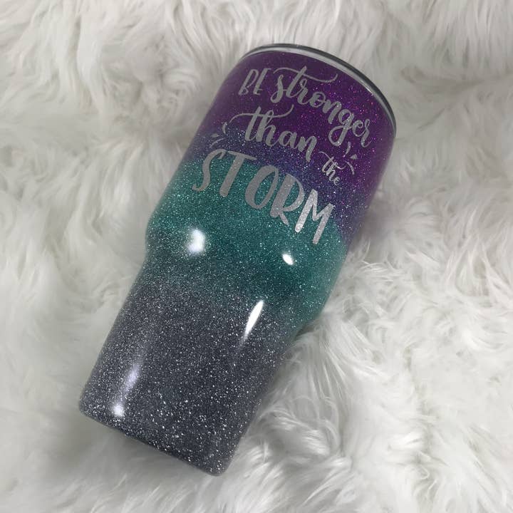 Be Stronger that the Storm Ombre Stainless Steel Tumbler for wholesale by Sparkling Magnolia LLC