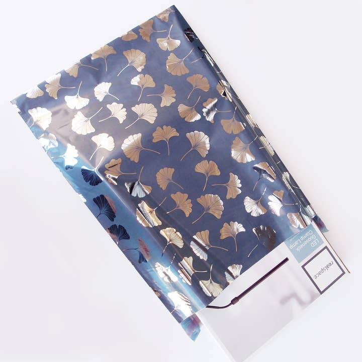 Packaging Decor - Wholesale Gift Bag - Flexible gift wrap bag with adhesive Gingko on Gray