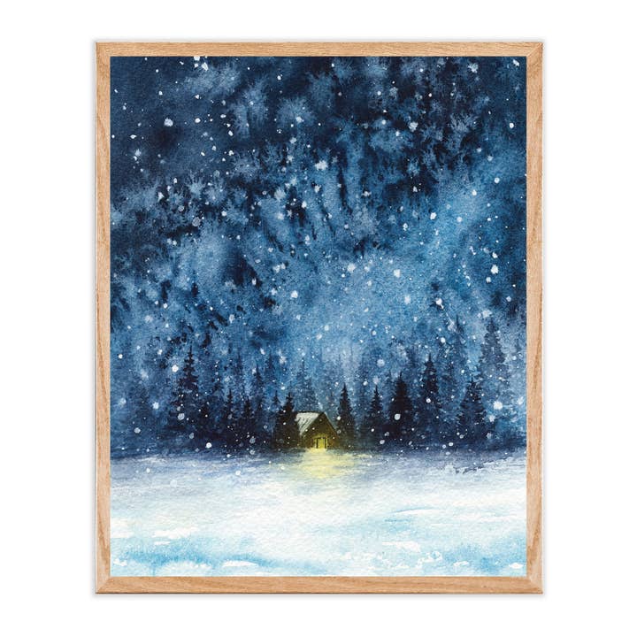 Green Artist Designs - Wholesale Art Print - Winter Cabin Art Print