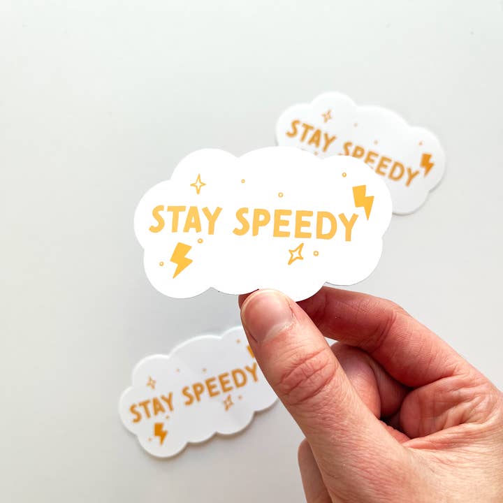 Stay Speedy Sticker for wholesale by Keegsie Running