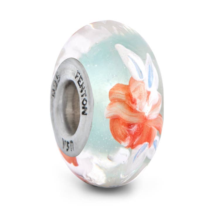 ”Butterfly Garden” Handmålad Pärla för wholesale av Fenton Glass Jewelry