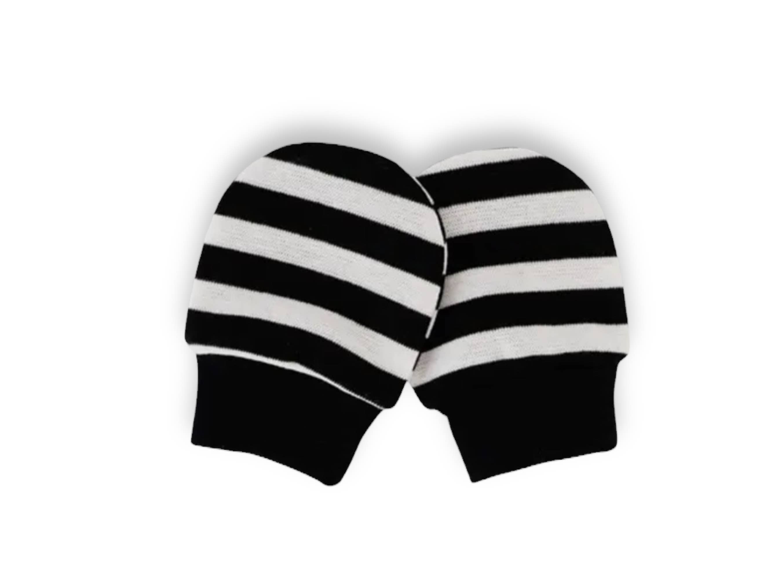 Jolly Bundles - Wholesale Mittens - Baby - Black Stripes High Contrast Baby Mittens/No Scratch Mitten