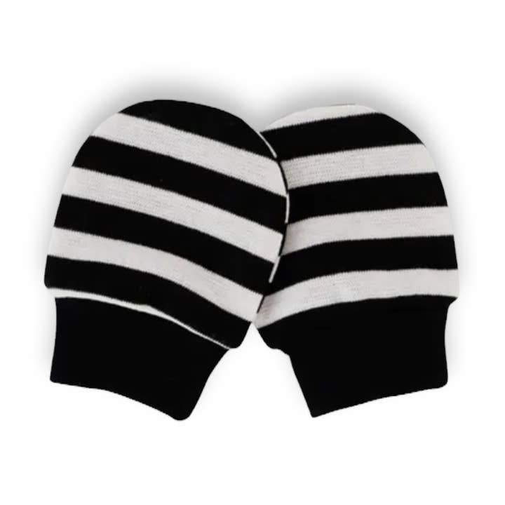 Jolly Bundles - Wholesale Mittens - Baby - Black Stripes High Contrast Baby Mittens/No Scratch Mitten0