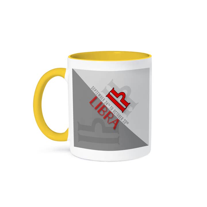 3dRose – wholesale Coffee mug – 3dRose, Libra Red and Gray Zodiac Star Sign for September and October, Mug