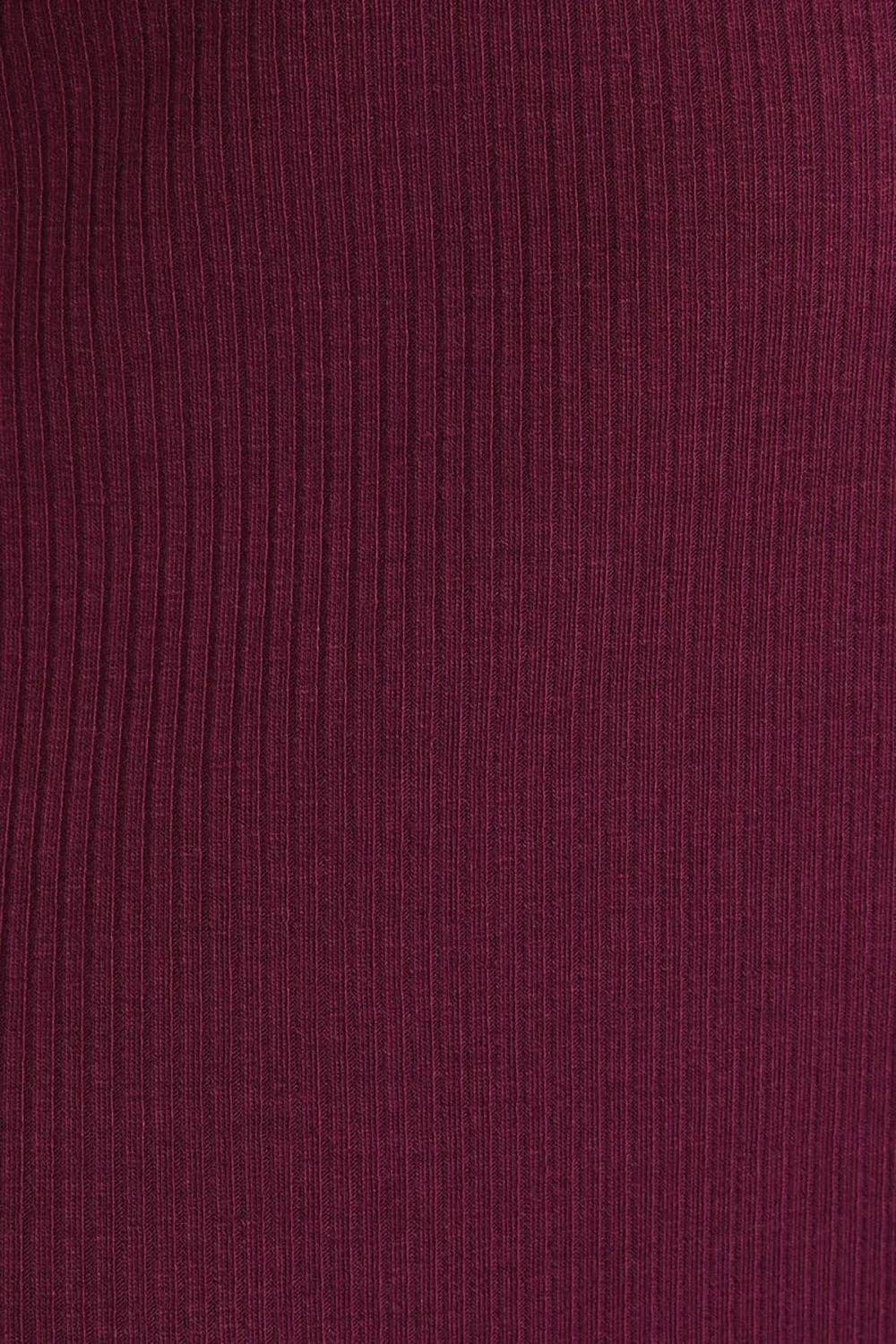 Wine Plum Ribbed Button Front Long Sleeve V-Neck Midi Dress with Flare Hem for wholesale on Faire5