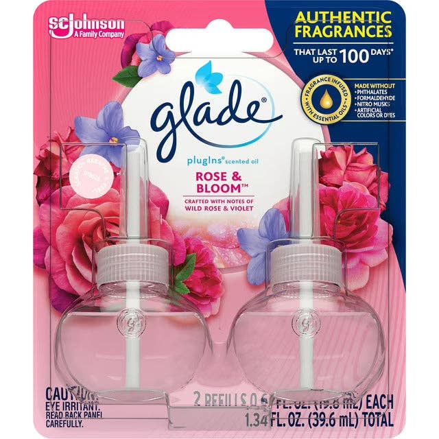 First Choice Buying - Wholesale Air Freshener - Glade PlugIns Scented Oil Air Freshener Refills, Rose & Bloom, 0.67 oz, 2 Count