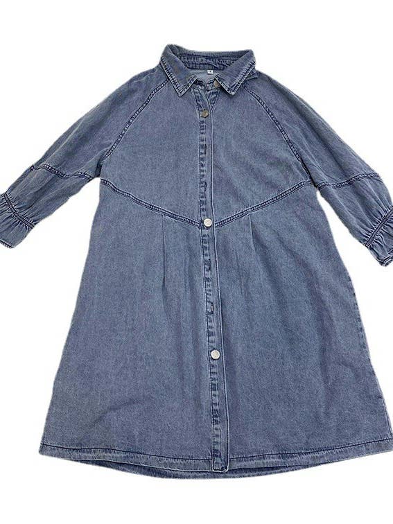 HIDDENBRAND - Wholesale Dress - Women's - Balloon sleeve denim shirt mini dress18
