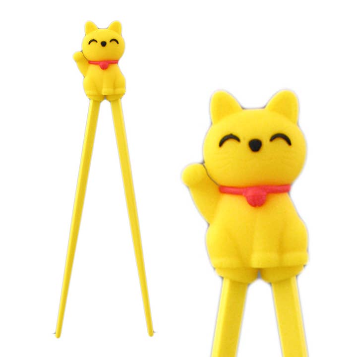 BAGUETTES D'ENTRAÎNEMENT PERSONNAGE – CHAT PORTE-BONHEUR JAUNE pour la vente par Fuji Merchandise Corporation