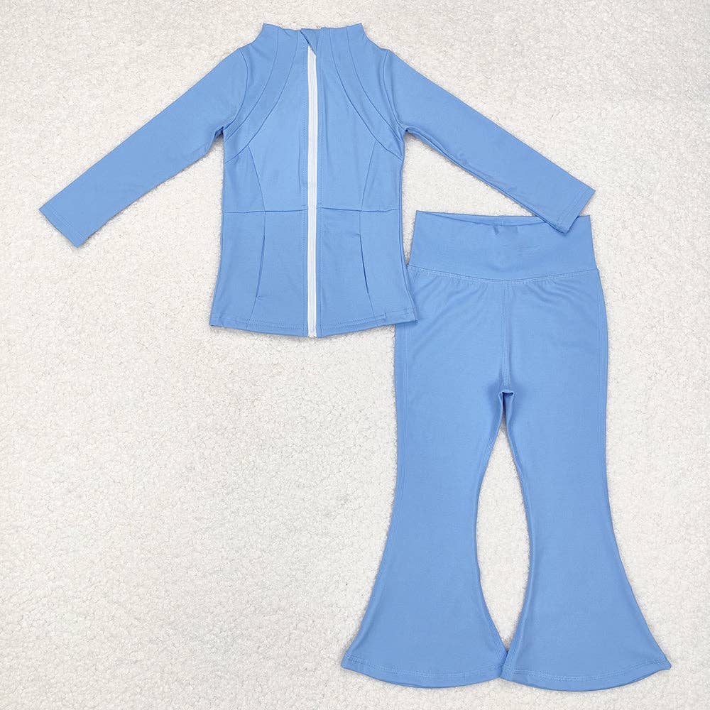 Aier Wholesale - Wholesale Activewear Set - Kids - 8 Colors Sibling Baby Girls Yoga Active Wear Jackets Pants 2pcs Work Outfits Sets5