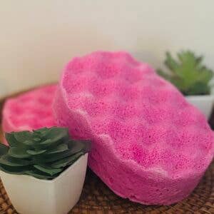 Raspberry Slush Exfoliating Soap Sponge for wholesale by The Handmade Earth