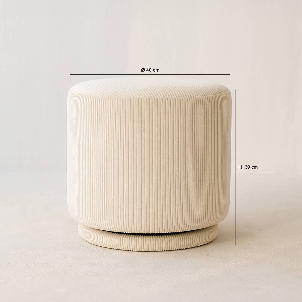 Now's Home - Vente Pouf - POUF PIVOTANT EN VELOURS COTELÉ ÉCRU 40X40XHT39CM CASPER4