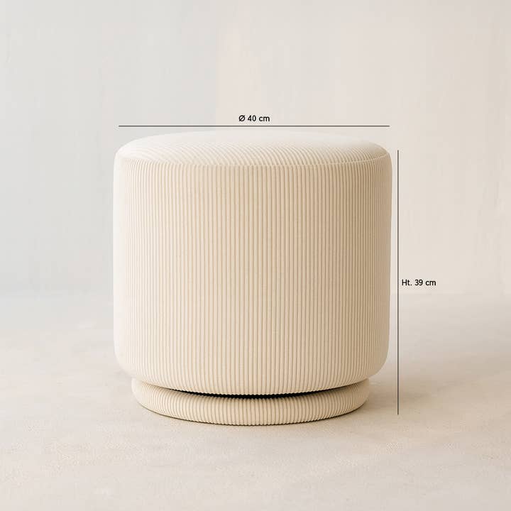 Now's Home - Vente Pouf - POUF PIVOTANT EN VELOURS COTELÉ ÉCRU 40X40XHT39CM CASPER4