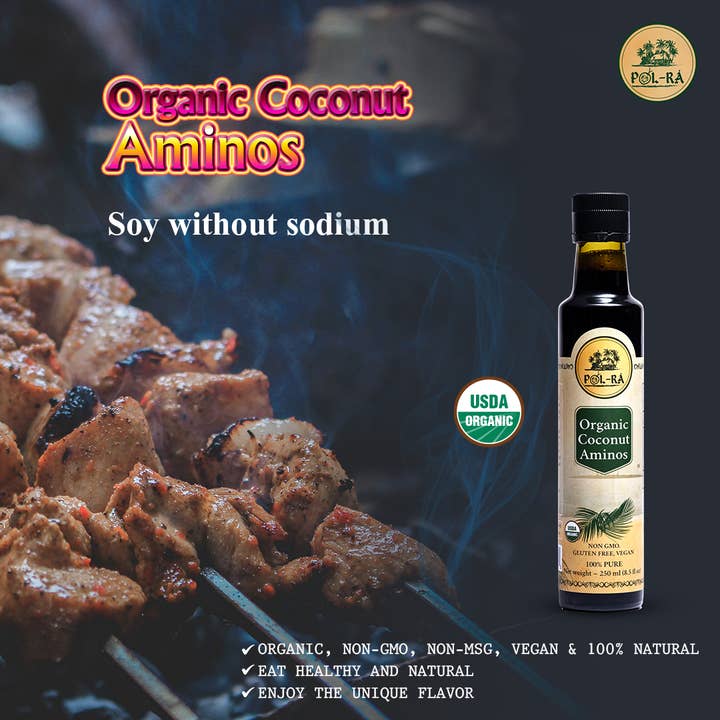 POL RA - Wholesale Sauce - Organic Coconut Aminos-100%Natural-Non-gmo-Gluten free-Vegan