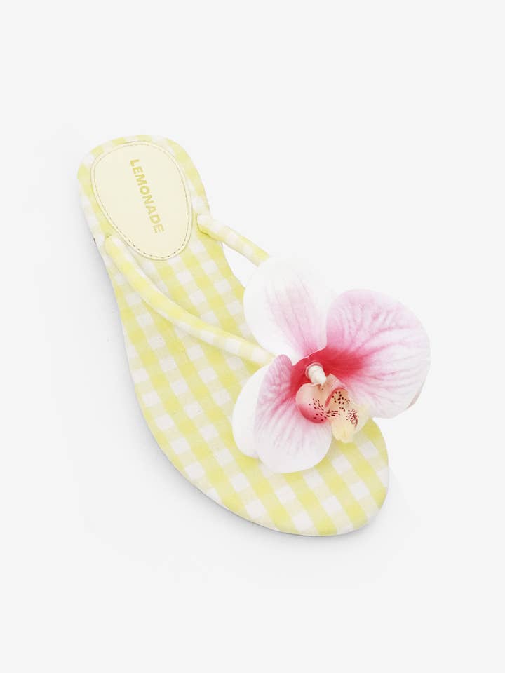 Lemonade Shoes - Wholesale Sandals - Women's - ASHBIE - SPRING '26 Gingham Flower Thong Sandal3