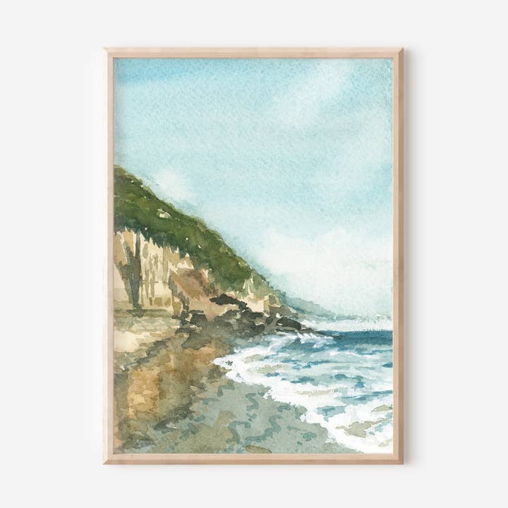 Moonlight Beach | Akvarell Giclee Konsttryck för wholesale av Rebecca Sobbi Studio