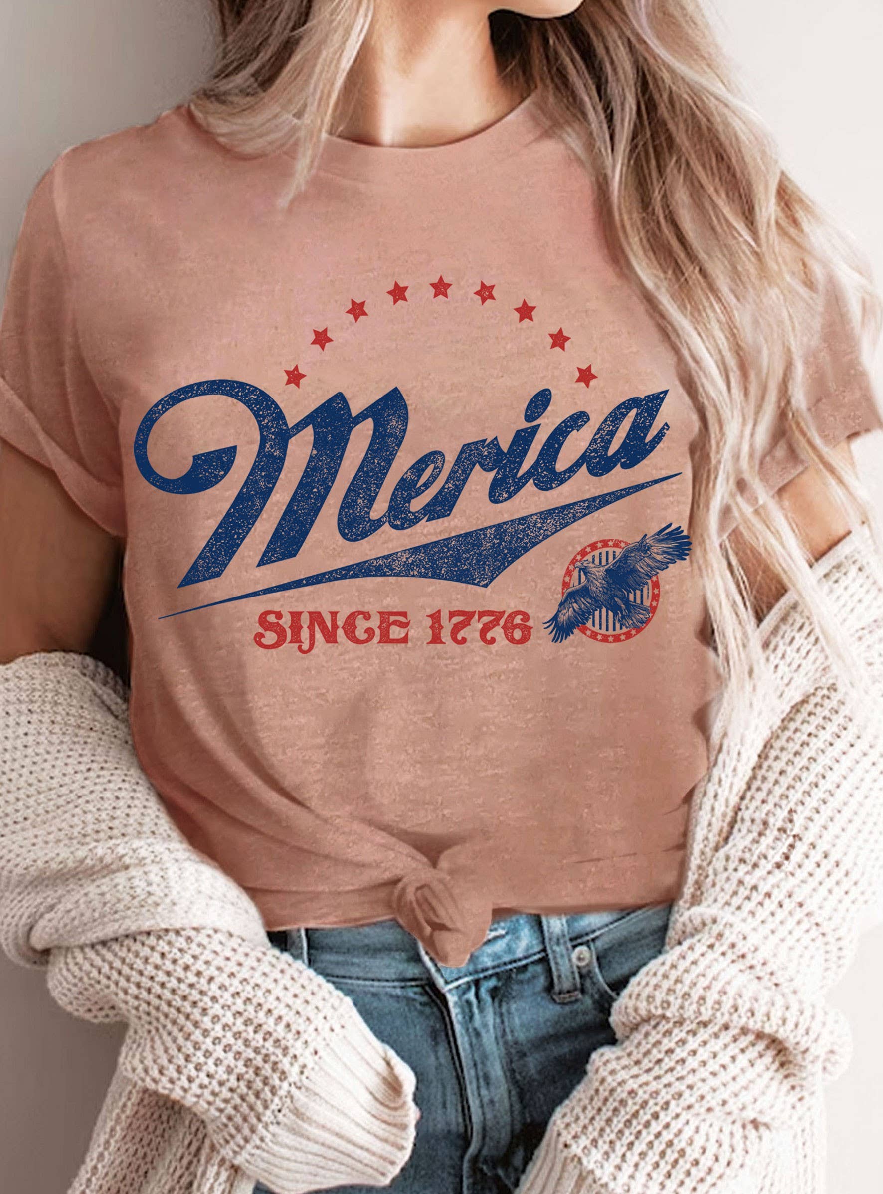 Rustee Clothing - Wholesale Screen Printed T-Shirt - Women's - MERICA SINCE 1776 EAGLE GRAPHIC TSHIRTS5