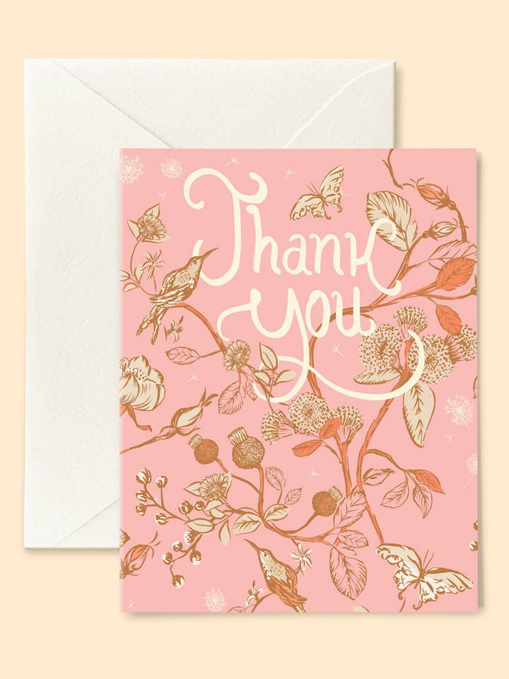 Thank you-Hummingbird (pink) card for wholesale by MKD Monica Kane Design