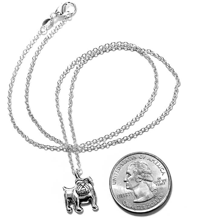 Broken Record Boutique - Wholesale Pendant/Charm Necklace - Silver Bulldog Pendant Dog Charm Necklace Handmade Jewelry2