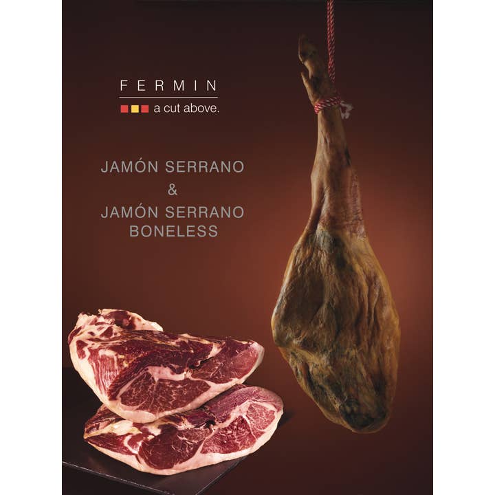 Authentic Serrano Pork Ham, 24 months cured for wholesale by LA JAMOTECA