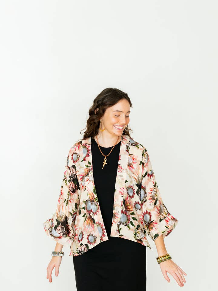 Protea Short Kimono for wholesale by Winton and Waits