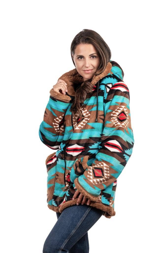 Wholesale Women's Nordic/Aztec Double Layered Full Zip Jacket for
