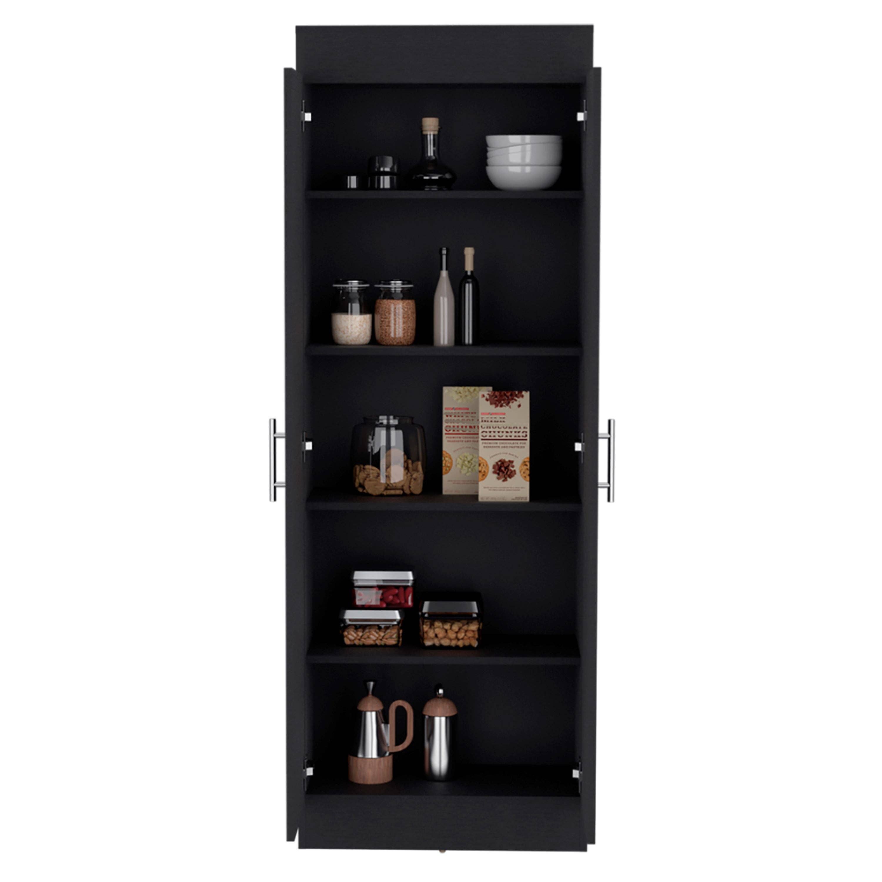 Black Nepal cupboard in melamine with 2 doors and 4 shelves for wholesale on Faire3