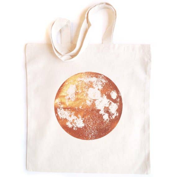 Full Moon Tote Bag, Metallic Foil on Natural for wholesale by Little Lark