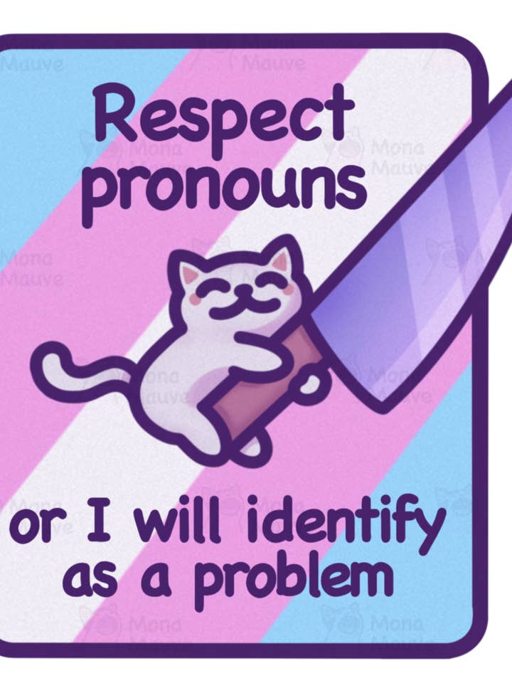 Respect Pronouns Vinyl Sticker | Trans Pride for wholesale by Mona Mauve • Silly Art!
