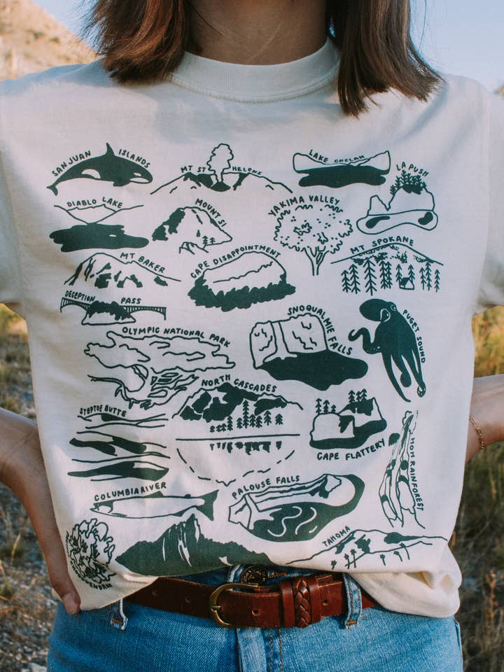 Traildust Goods - Wholesale Screen Printed T-Shirt - Women's - Washington National Parks Souvenir T-Shirt Unisex