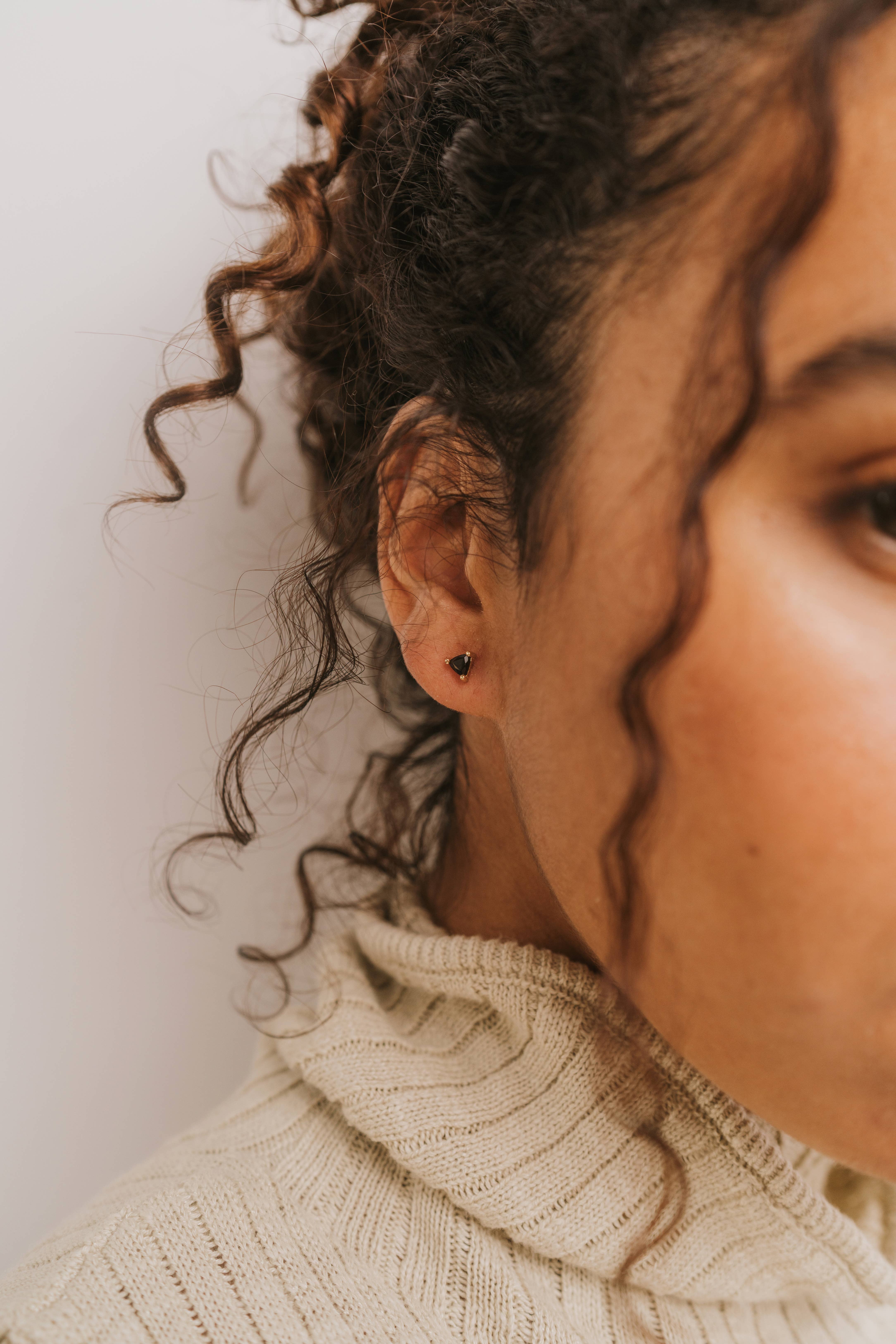 JaxKelly - Wholesale Stud/Post Earrings - Mini Energy Gem - Black Tourmaline - Gold Earrings3