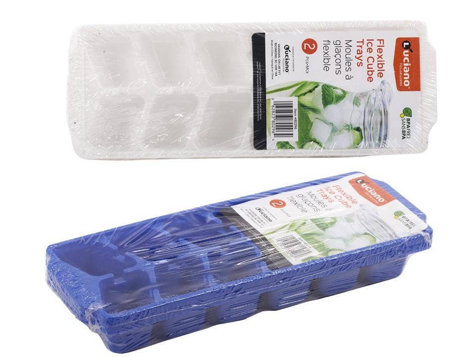 Luciano Gourmet - Wholesale Ice Tray/Mold - Luciano 2-pc Flexible Ice CubeTrays, 2 col,10x3.5x1.5"0