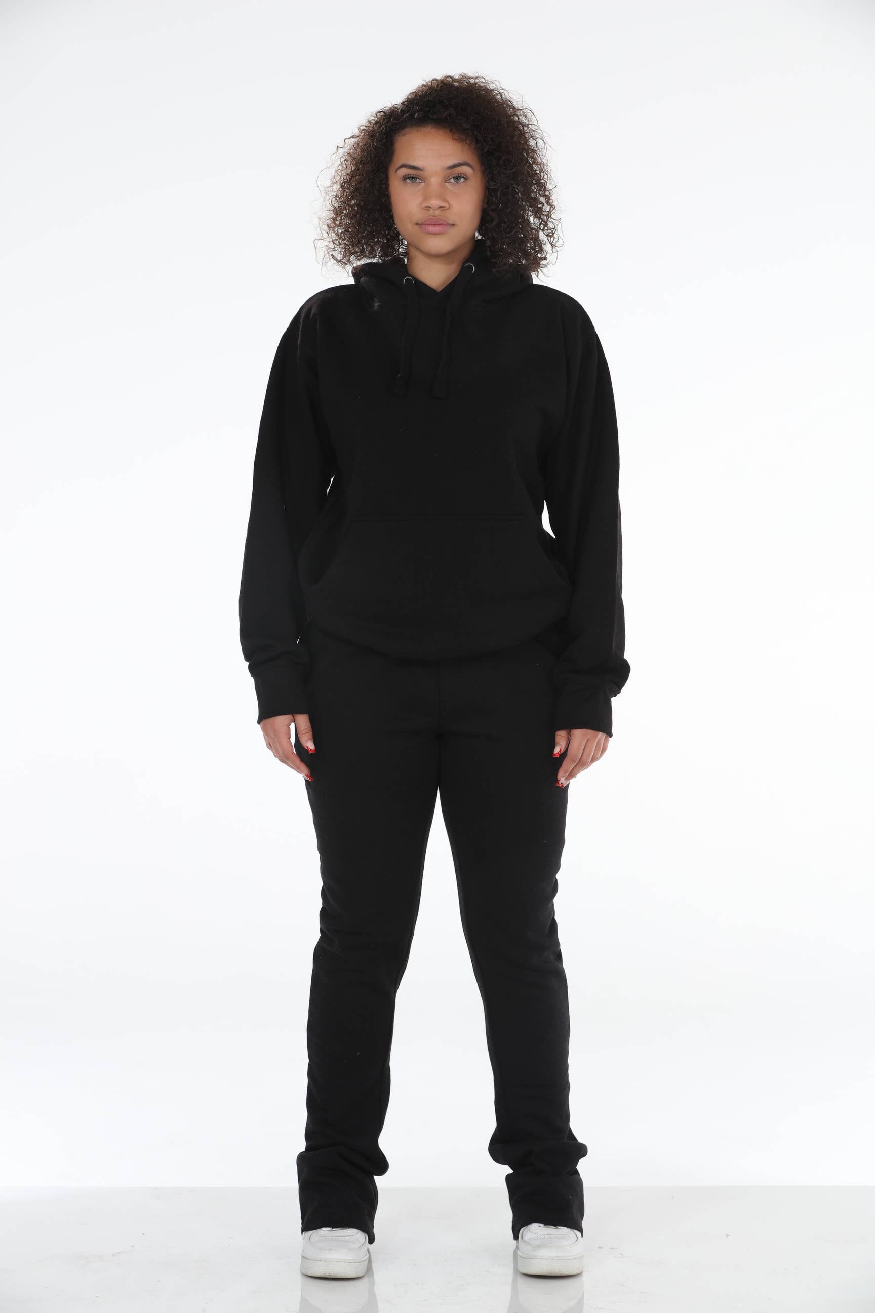 Stylo – Sweatshirt - Mulher por atacado – Moletom preto empilhado Flare